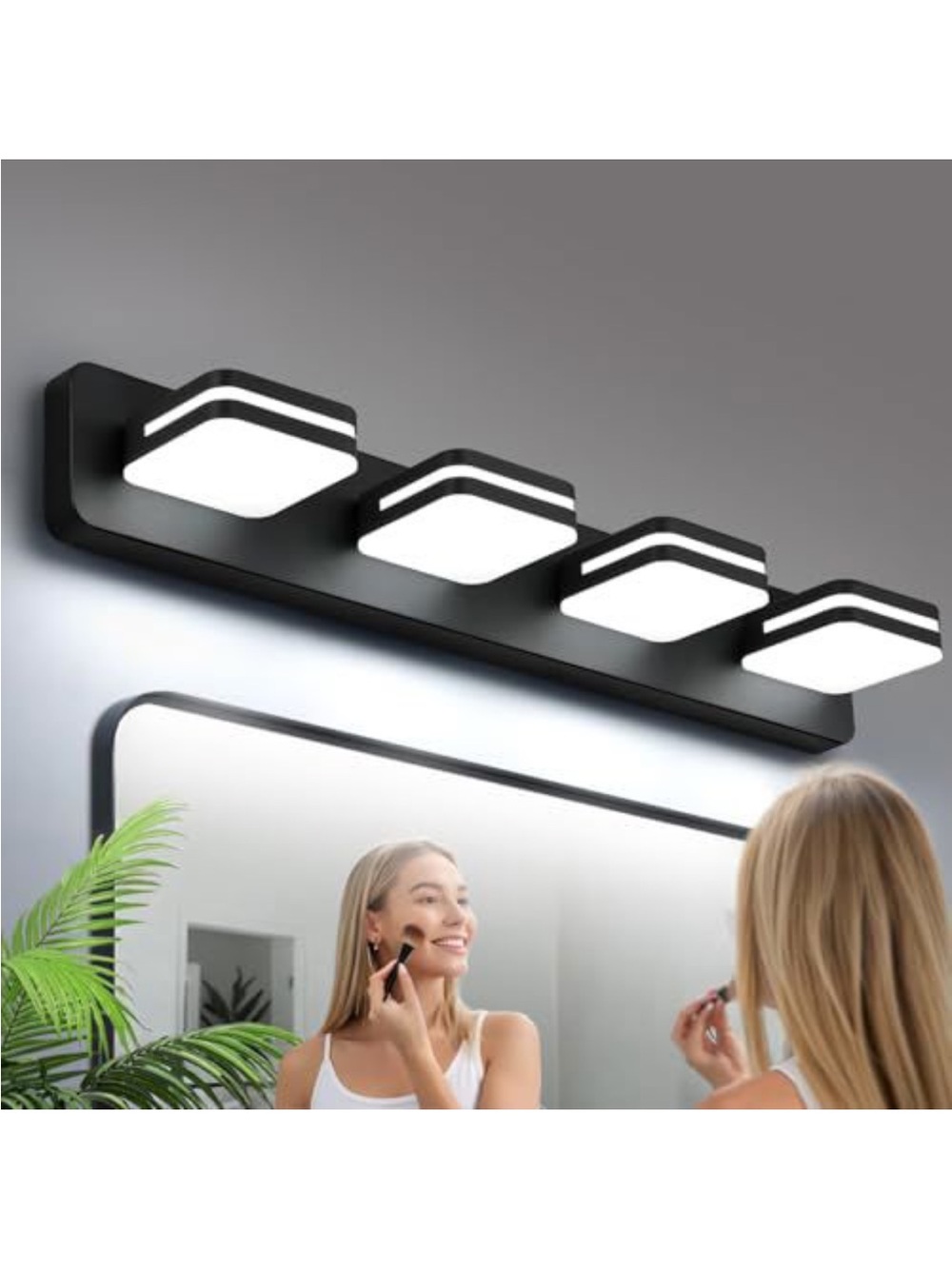 Modern Black LED Bathroom Vanity Light - 4-Light